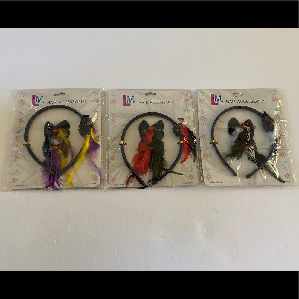 Denim Fabric Headbands with Butterfly Clips 3 pack